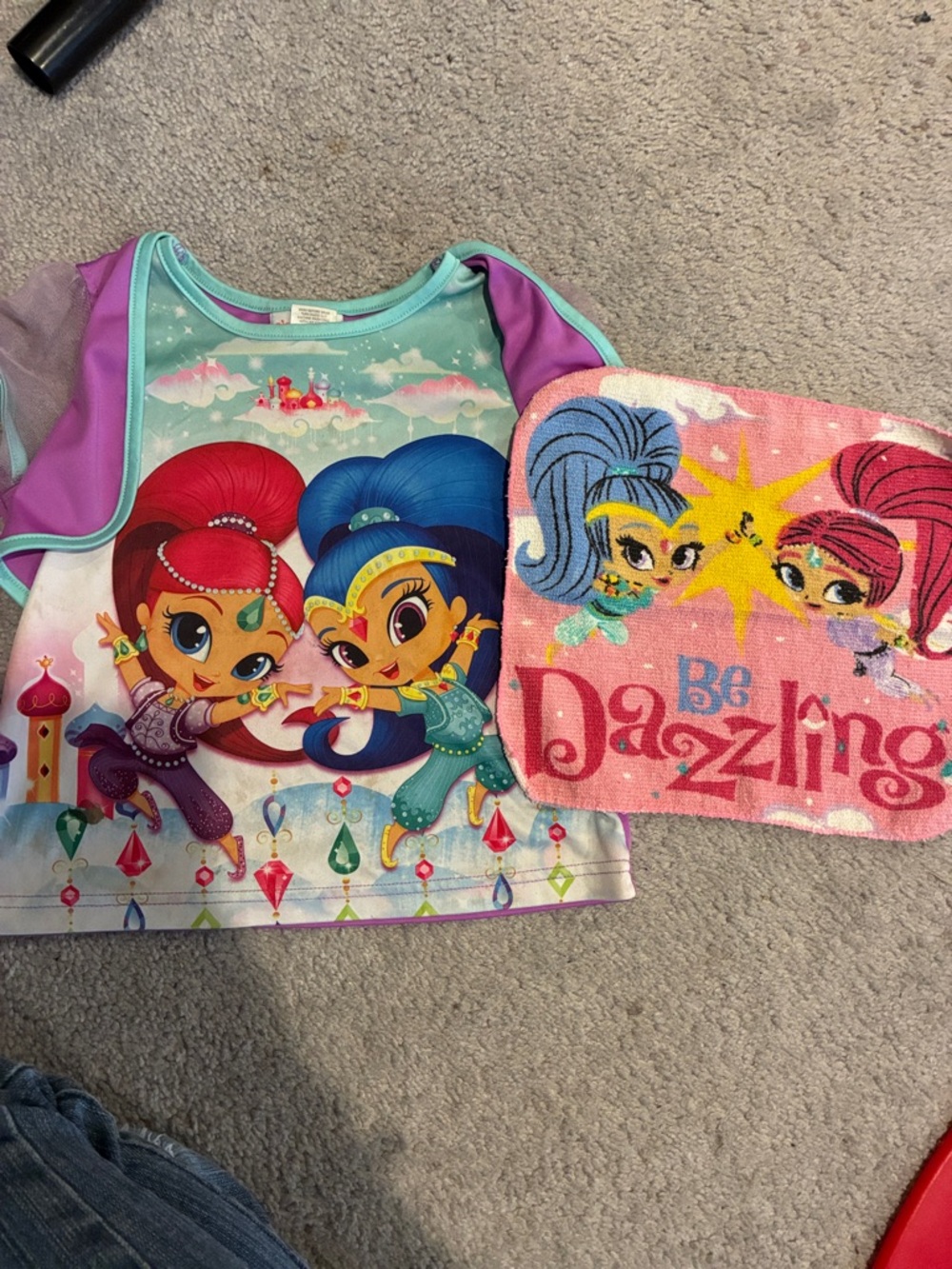Nickelodeon Shimmer and Shine Pajama Top with Washcloth